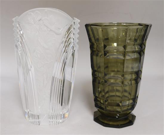 Two Art Deco style glass vase